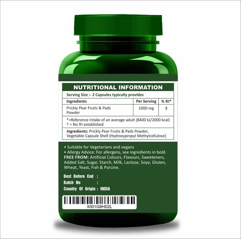 Natural Prickly Pear Fruit and Pads Capsules