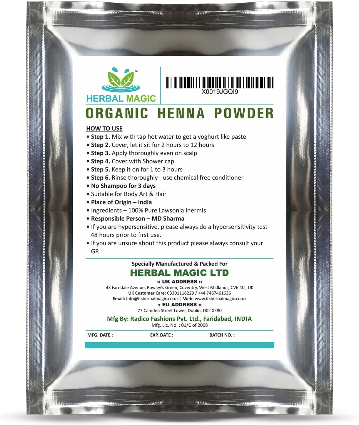 Organic Henna Powder Hair Dye