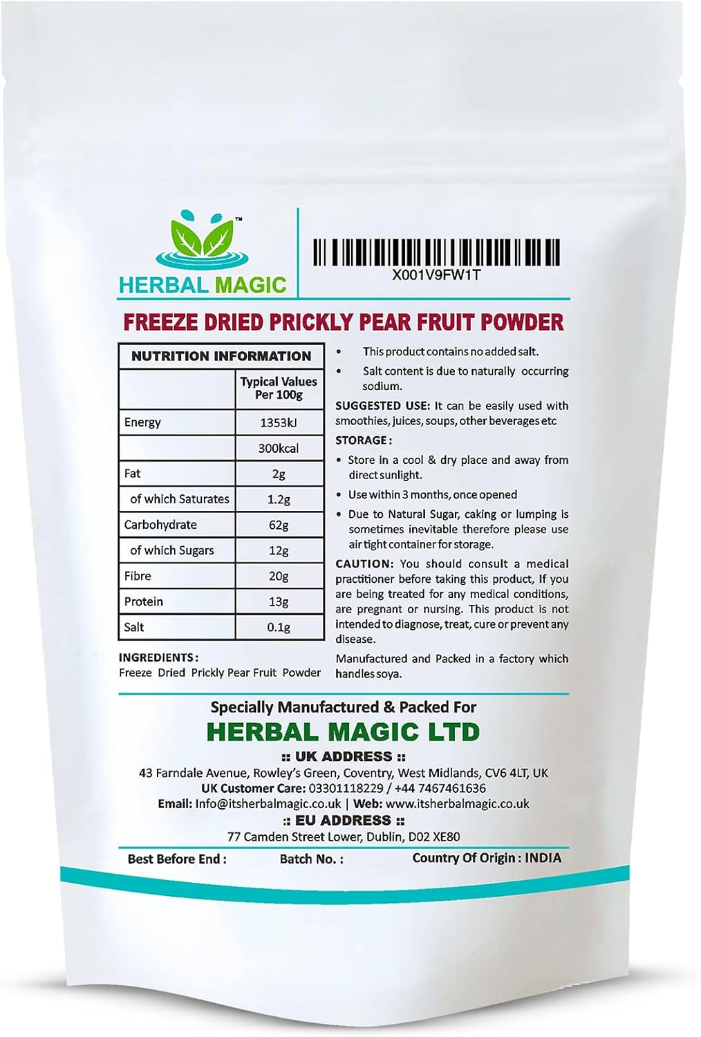 Freeze dried prickly pear powder