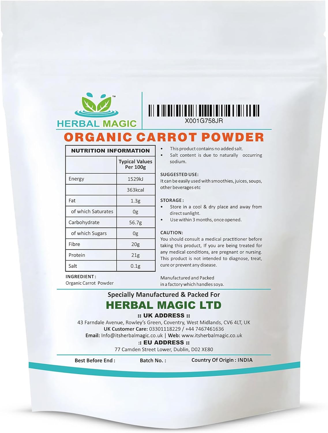 Organic Carrot Powder