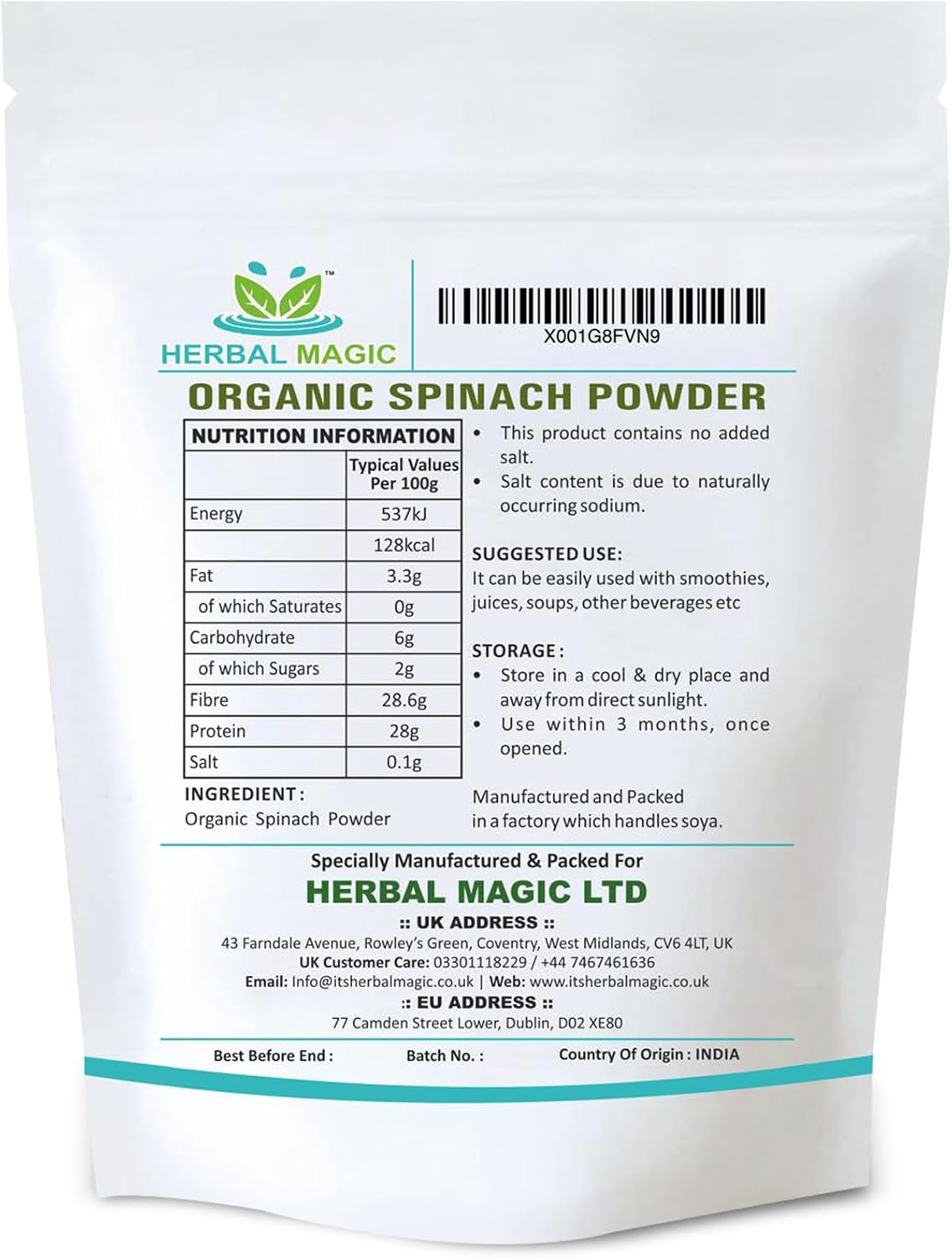 Organic Spinach Leaves Powder
