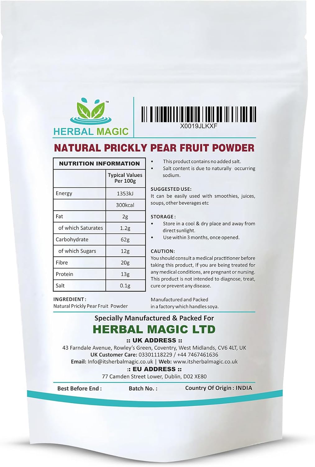 Natural Prickly Pear Fruit & Pad Powder