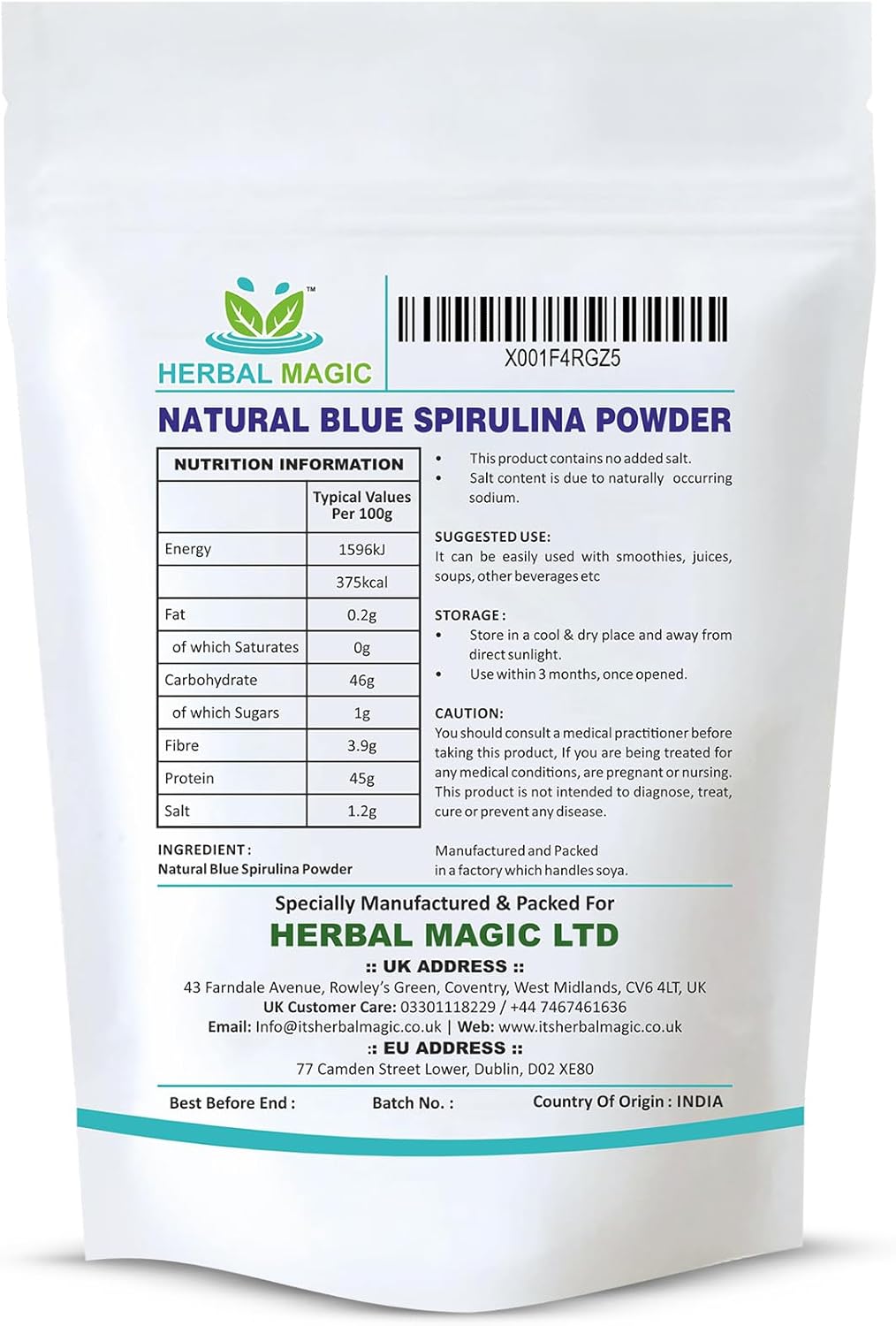 Natural Blue Spirulina Powder - 50g
