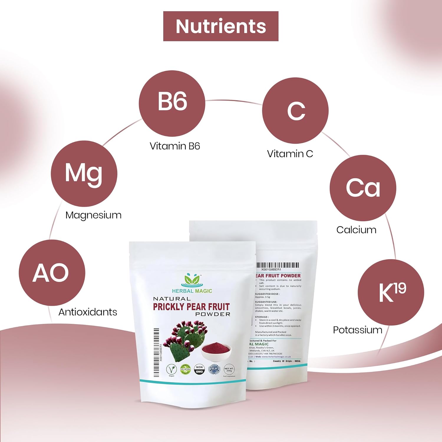 Natural Prickly Pear Fruit & Pad Powder