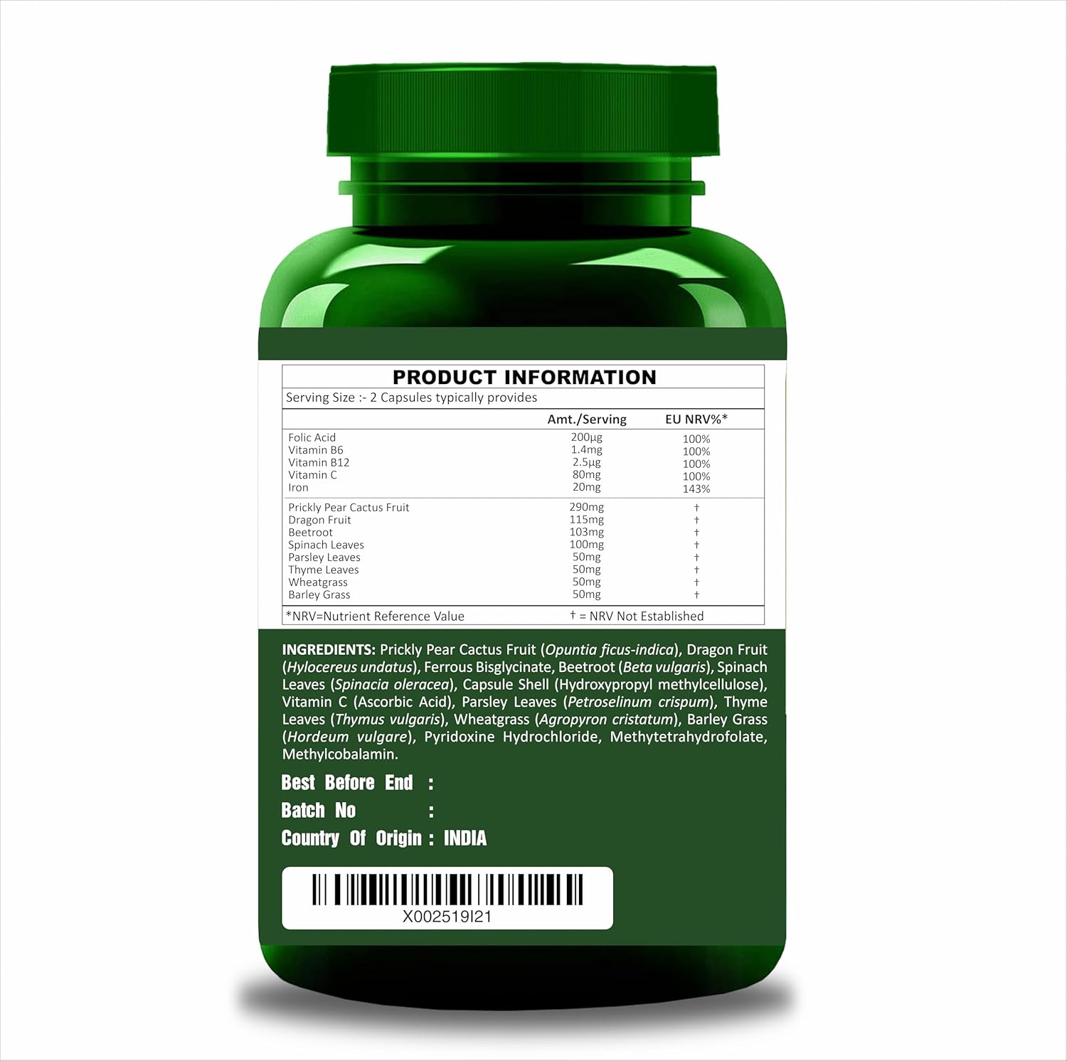 Iron with Vitamin C + Vitamin B6 + Vitamin B12 Capsules