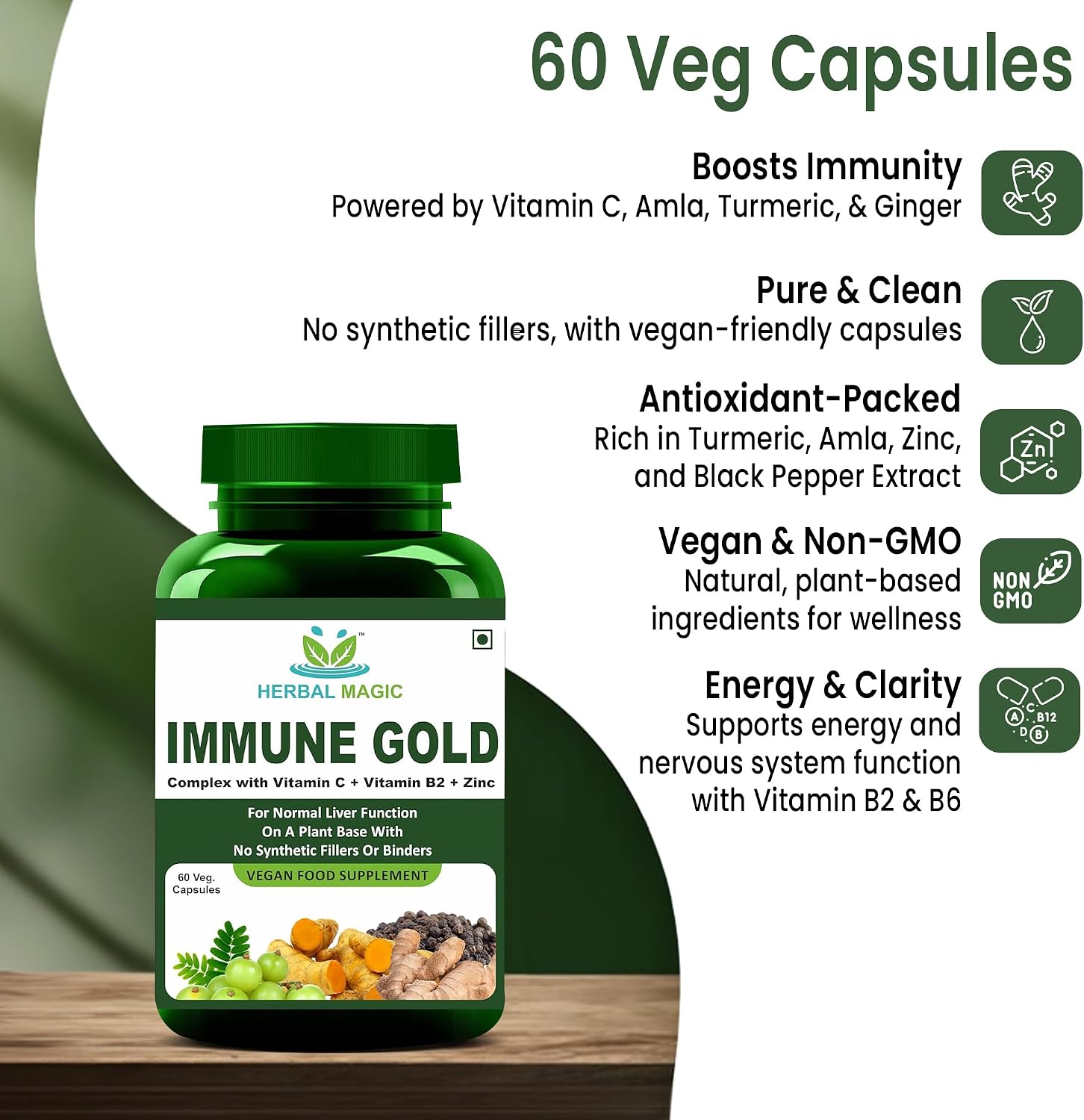 Immune Gold Vegan Food Supplement Capsules