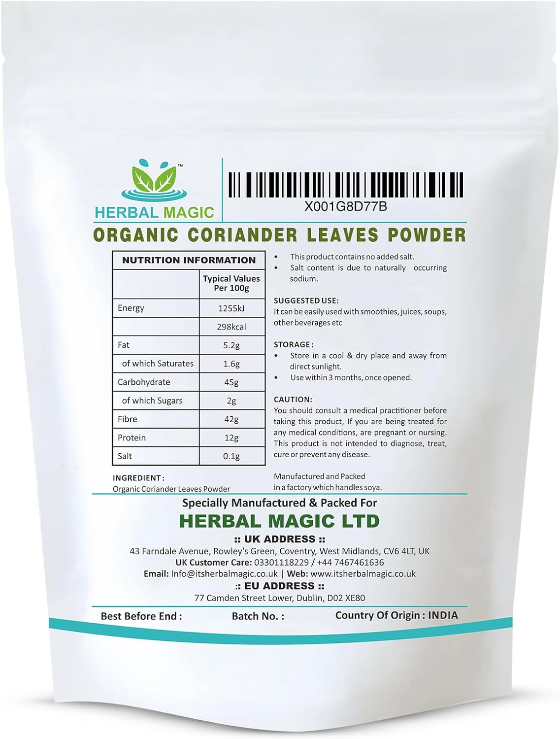 Organic Coriander Leaves Powder