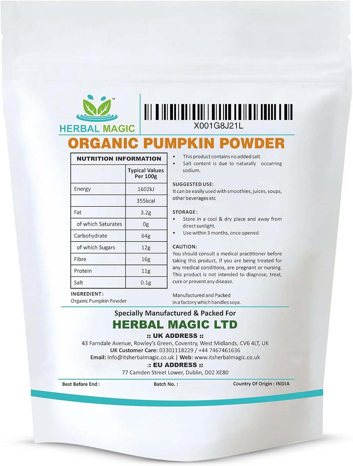 Organic Pumpkin Fruit Powder