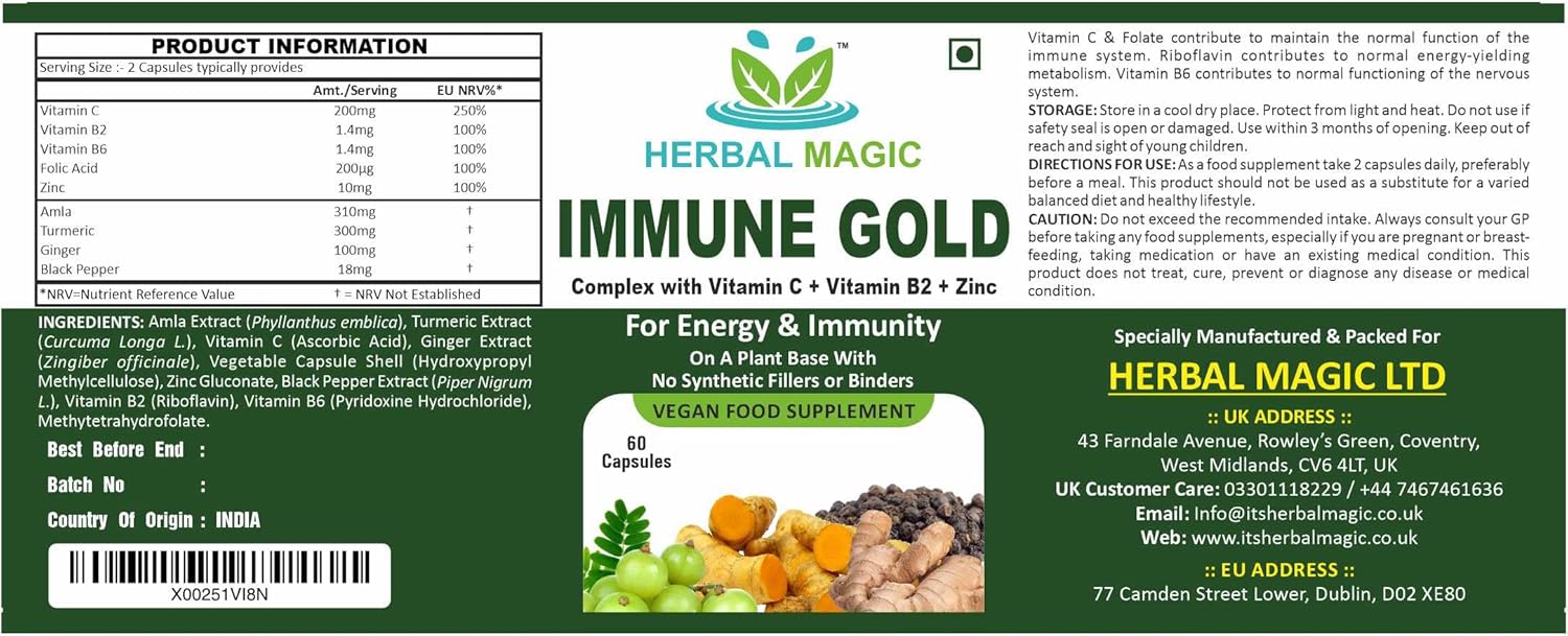 Immune Gold Vegan Food Supplement Capsules