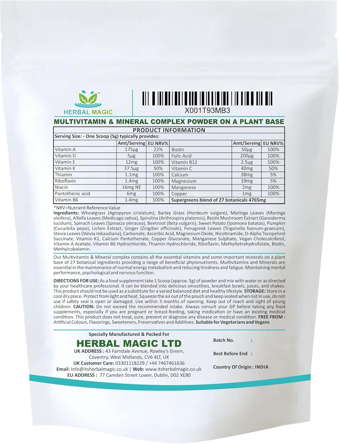 Plant Based Wholefood Multivitamin Powder