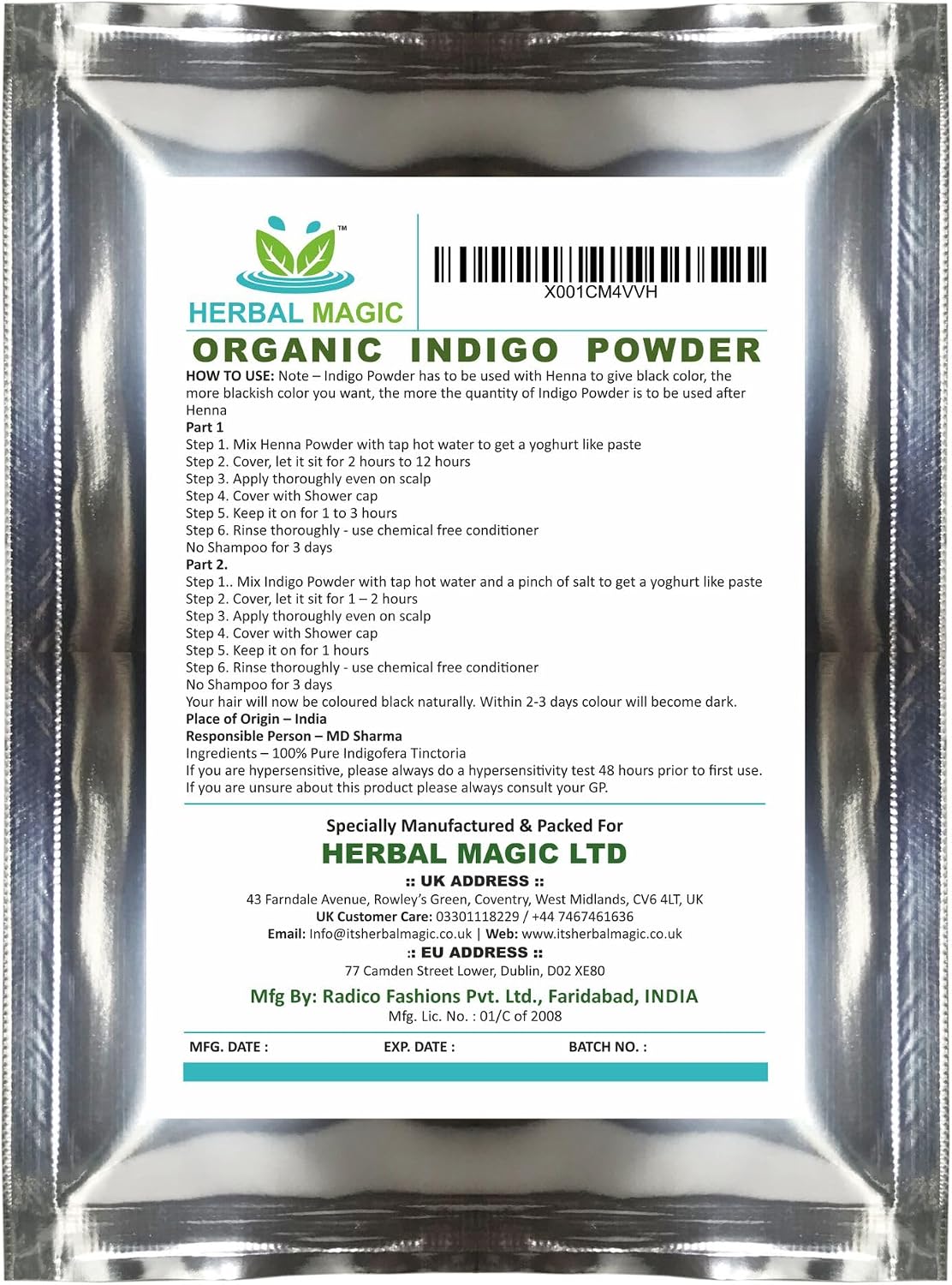 Organic Indigo Hair Dye Powder